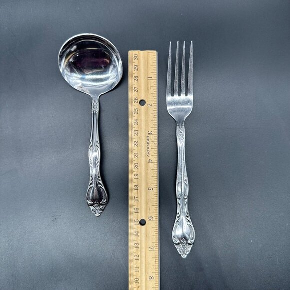 Vintage Flatware Set Royal Baroque Imperial Stainless Korea 1970s Lot Of 19 - Picture 7 of 8